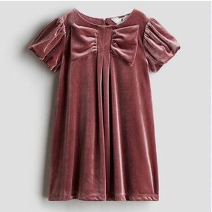 H&M Velvet Bow-Front Dress in Rose Mauve